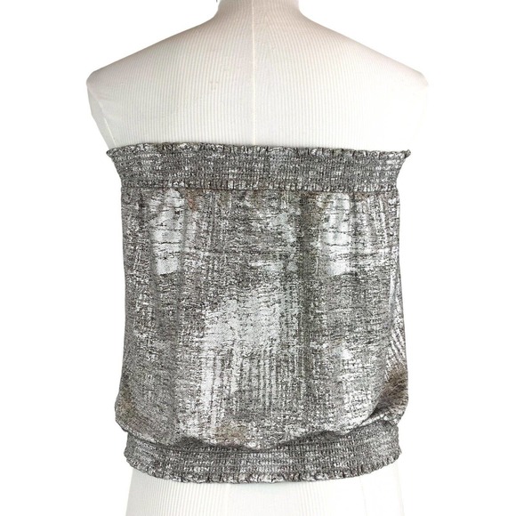 NWT Anthropologie Maiah Silver Metallic Shimmer Strapless‎ Tube Top. medium. - Picture 3 of 8